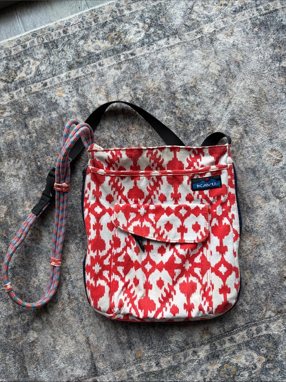 KAVU Red and White Patterned Crossbody Bag